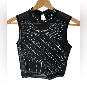 C36- Sheer Beaded Bling Crop Top - Women’s Small